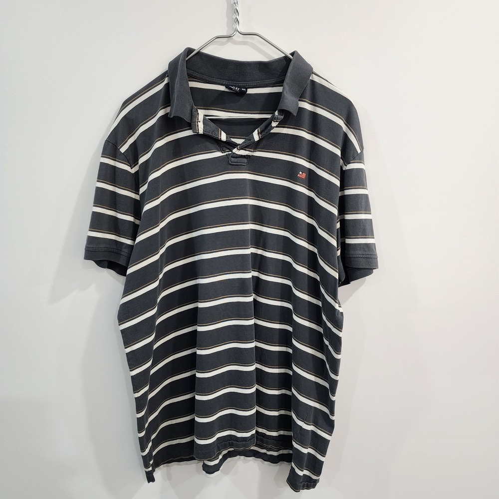 Polo Jeans Co Striped Polo Shirt Mens XXL Grey Vintage 90s Streetwear Golf Retro